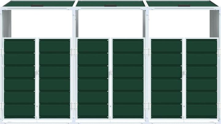 Produktbild VidaXL Mülltonnenbox für 3 Tonnen Grün 216x81x115 cm Stahl