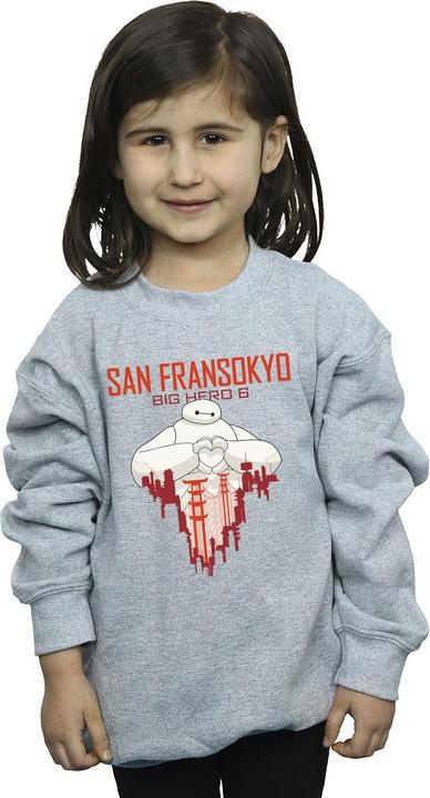 Actual product image Disney Girls Big Hero 6 Baymax San Fransokyo Heart Sweatshirt (140, 146)
