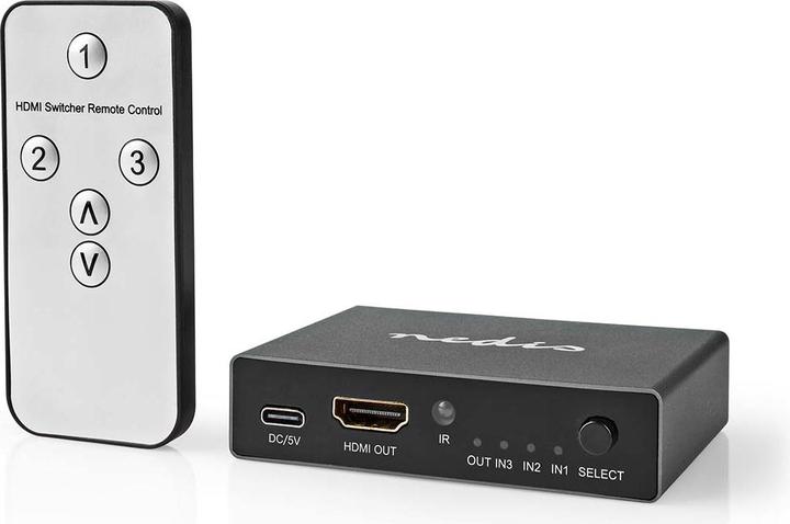 Produktbild Nedis HDMI ™ Schalter | 3-Port port(s) | 3x HDMI™ Eingang | HDMI™ Ausgang | 8K@60Hz | 45 Gbps | fern