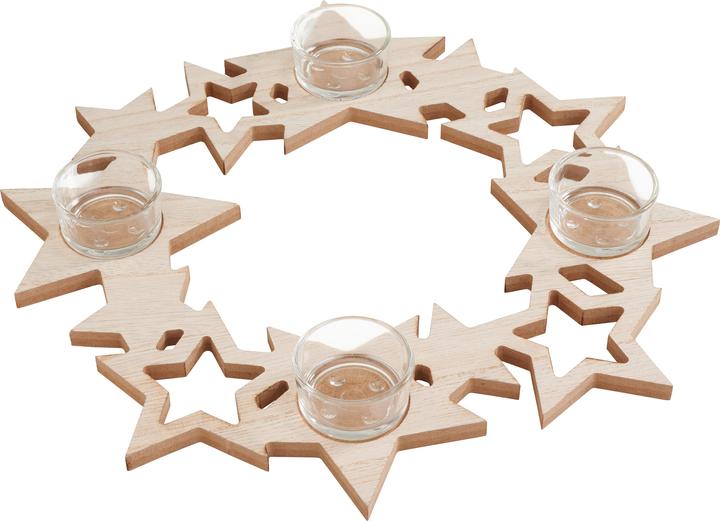 Produktbild VBS Teelichthalter "Adventskranz - Sterne", inkl. 4 Teelichtgläsern