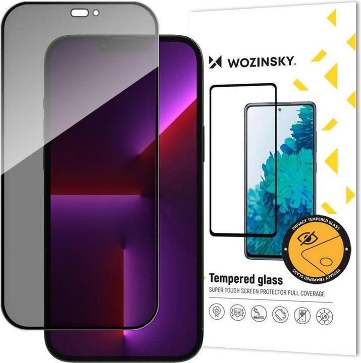 Actual product image Wozinsky Privacy Glass with Anti Spy filter for iPhone 15 - black (1 Piece, Apple iPhone 15)