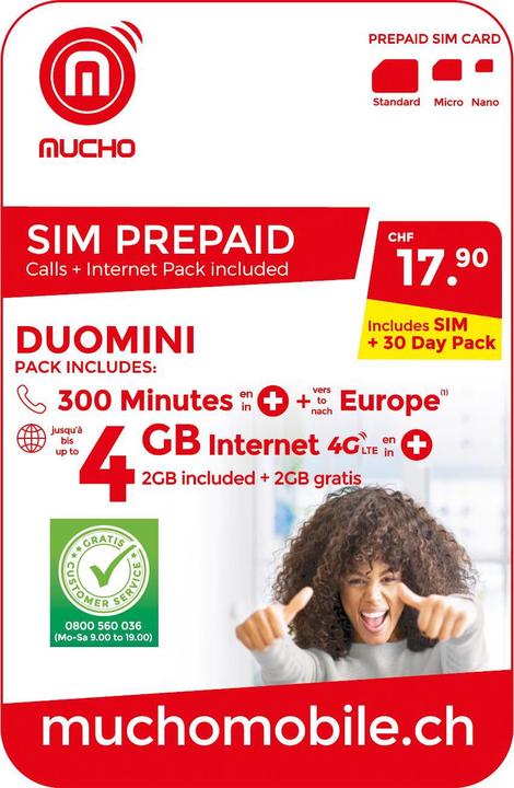 Immagine prodotto BeeOne Scheda SIM MUCHO Mobile Pack DUOMINI