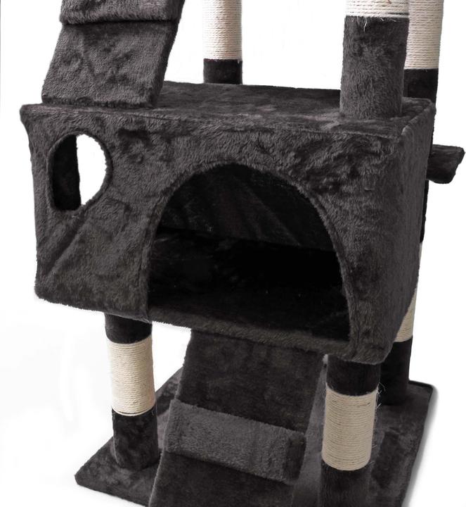 Produktbild Wiltec Kratzbaum Schwarz 170cm Sisal Katzenbaum Katzenkratzbaum Kletterbaum (170 cm, Schwarz)