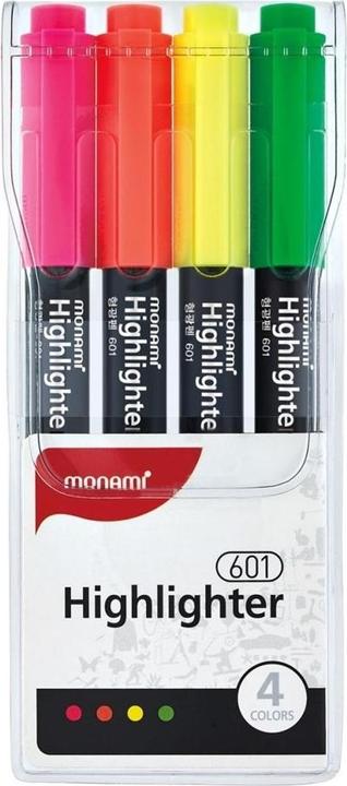 Immagine prodotto Monami Textmarker 601, 4er-Set (Rosa, Verde, Giallo, Arancia)