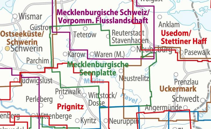 Actual product image ADFC regional map of the Mecklenburg Lake District 1:75,000, tear and weatherproof, with free