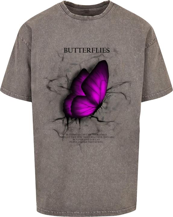 Produktbild Merchcode Butterflies Acid Washed Heavy Oversized Tee - 112635 (L)