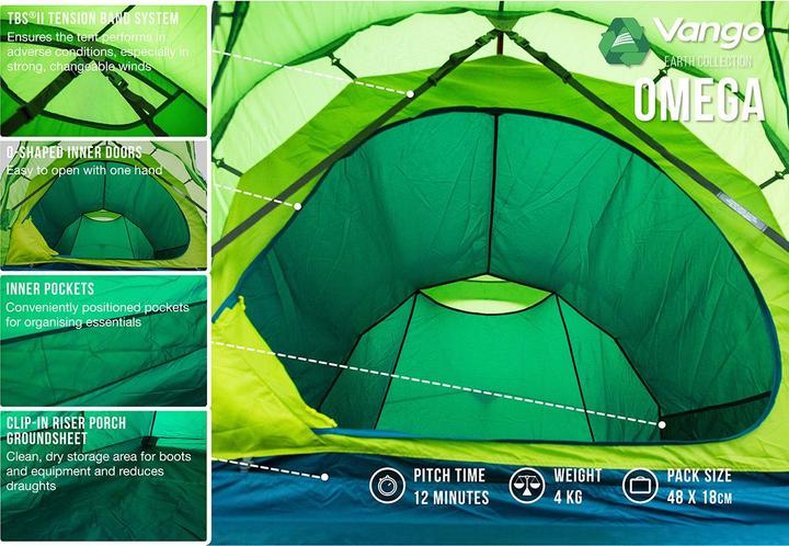 Image du produit Vango Omega 250 (Tente tunnel, 4.05 kg, 2 personnes)
