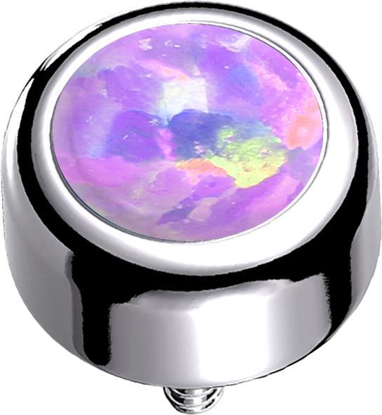 Actual product image Star Piercing Dermal anchor cylinder silver with purple opal (Titanium G23, without brass)