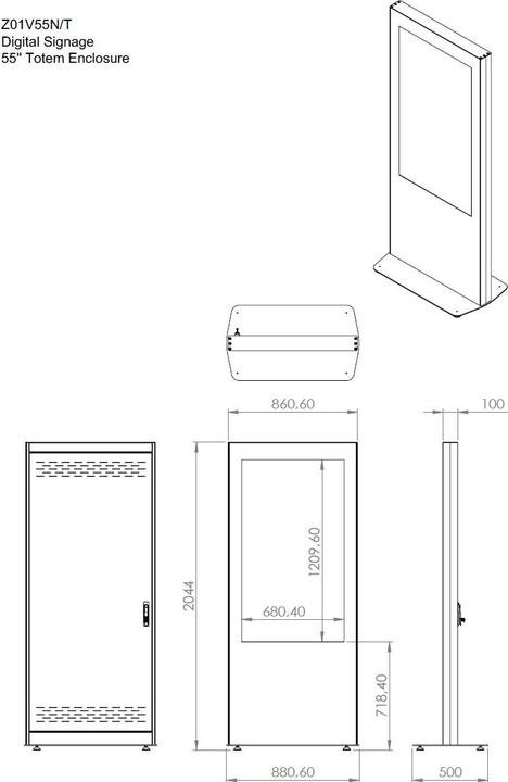 Image du produit DSS Stèle d'intérieur Portrait, écran 55", noir