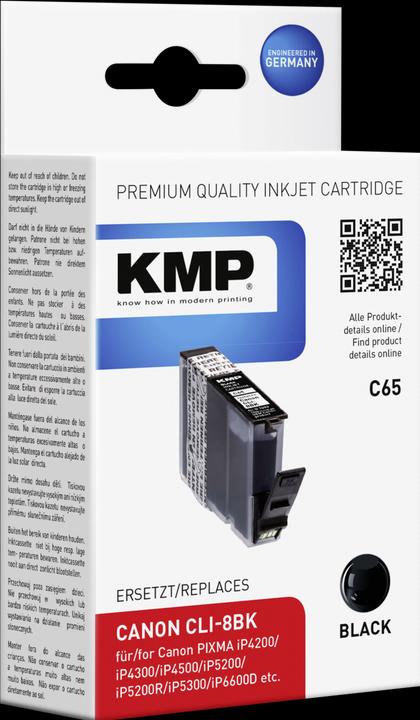 KMP C65 Tintenpatrone kompatibel mit Canon CLI-8 BK (BK)