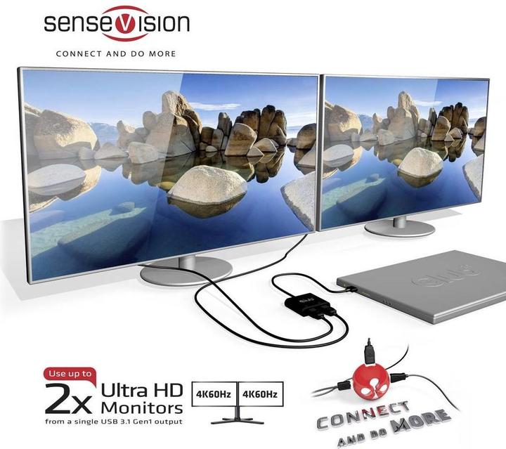 Produktbild Club 3D USB A auf HDMI 2.0 Dual Monitor 4K 60Hz Adapter