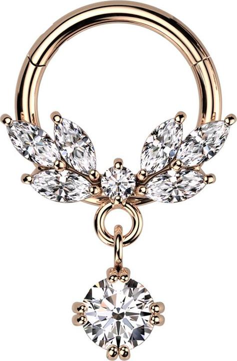 Produktbild Star Piercing Micro Segmentring klappbar rosegold Kristall Rebe Anhänger Kristall silber (Chirurgenstahl 316L, Messing)