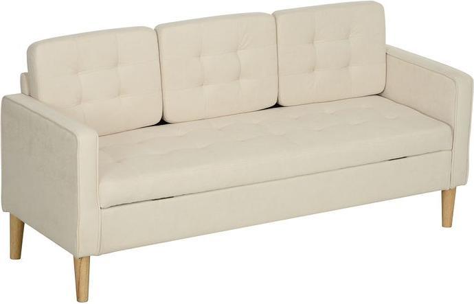 Produktbild Swisshandel24 3 Sitzer Sofa, Couch mit Stauraum, Holzbeine, Samtoptik für Wohnzimmer (3-Sitzer)