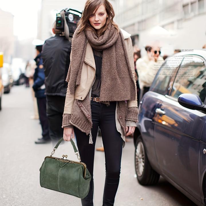 Immagine prodotto Only-Bags.Store Schicke Retro-inspirierte Umhängetasche - dickes Kunstleder, abnehmbarer Riemen, klassische