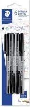 Produktbild Staedtler stick 430 Kugelschreiber Blisterkarte mit 6 Stück, schwarz, Linienbreite M (Schwarz, 6 x)
