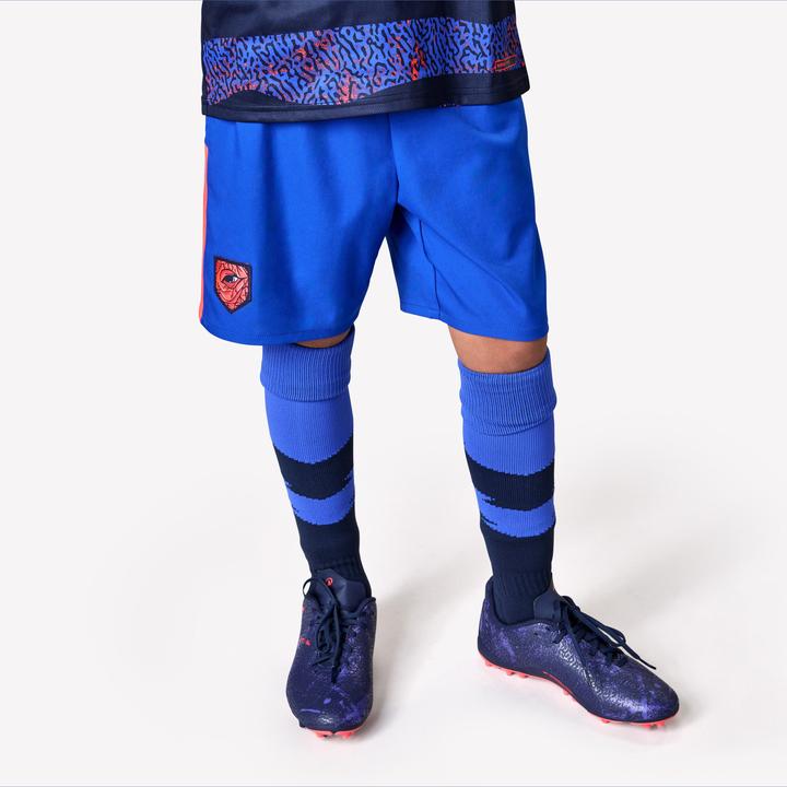 Image du produit Kipsta Short De Football Enfant Viralto Kids Bleu Bande Rouge (10, 11, 12)