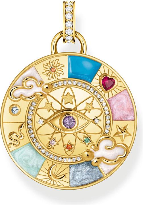 Produktbild Thomas Sabo Kettenanhänger Glücksrad mit kosmischen Symbolen vergoldet (925er Silber, Emaille)
