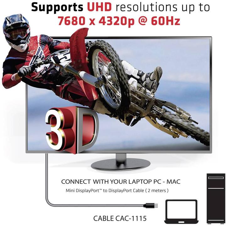 Image du produit Club 3D Mini DisplayPort — DisplayPort (2 m, DisplayPort)