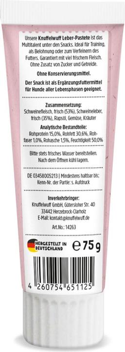 Immagine prodotto Knuffelwuff Snack Leber-Pastete 75 g (Senior, 1 pz., 75 g)