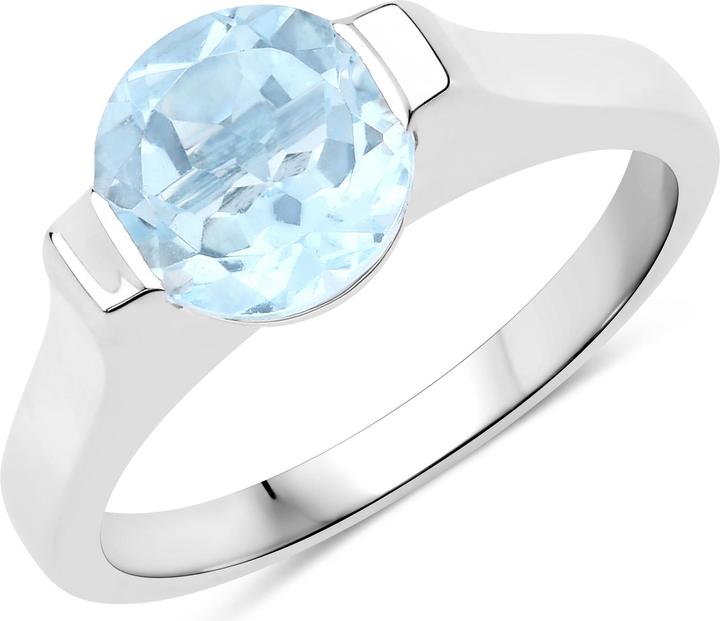 Xen Ring mit Blautopas Solitär 925 Sterlingsilber rhodiniert