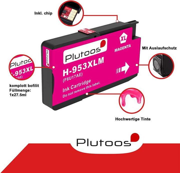 Image du produit Plutoos HP 953XL Cartouches XXL compatibles, jeu de 4 couleurs (C, M, Y, BK)