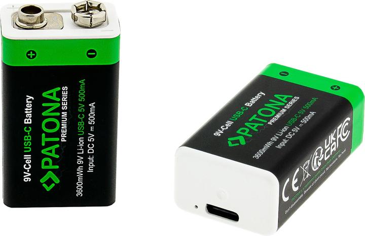 Actual product image Patona Premium Series (2 pcs., 9V Block, 400 mAh)