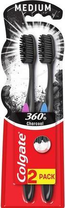 Immagine prodotto Colgate 360 Spazzolino da denti medio nero - Confezione da 2 (2 x)