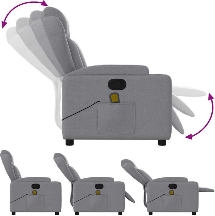 Image du produit VidaXL Fauteuil de massage gris clair tissu,Couleur : gris clair,Matériau : tissu