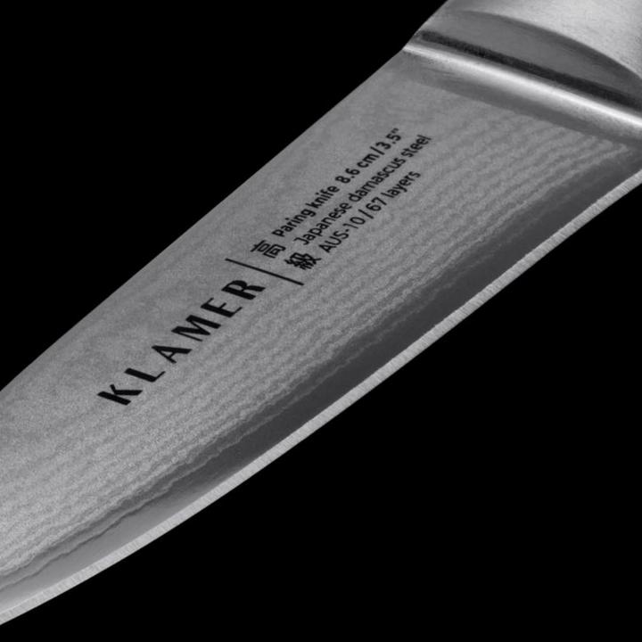Image du produit KLAMER Couteau à éplucher Damas 8,6 cm Bois de Pakka (8.60 cm)