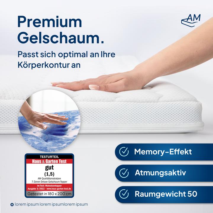Actual product image AM Qualitätsmatratzen 7-Zonen Deluxe (200 x 200 cm)