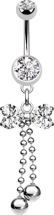Produktbild Star Piercing Banane silber mit Anhänger Schleife silber und Kugeln (Chirurgenstahl 316L, ohne Messing)