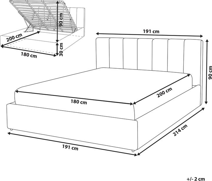 Immagine prodotto Beliani Letto in similpelle grigio con rete pieghevole 180 x 200 cm DREUX (180 x 200 cm)