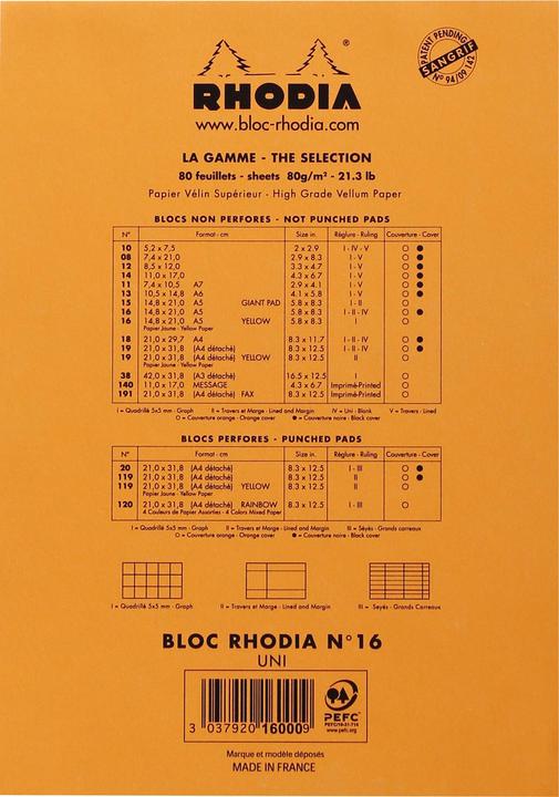 Nährwerte und Zutaten Rhodia Basics (A5, Blanko)