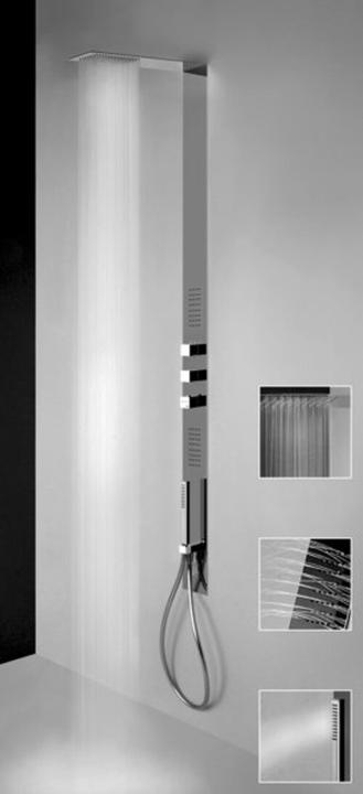 Gessi Tremillimetri Fertigmontageset für UP-Duschsäule, Quadro Griffe, Edelstahl Glanz, 39802238