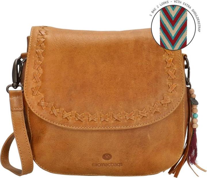 Micmacbags Friendship -Umhängetasche ausblenden & stechen - Kamel - 100% Leder