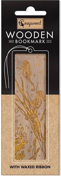 Cozywood Lesezeichen aus Holz, Gold, Seepferdchen