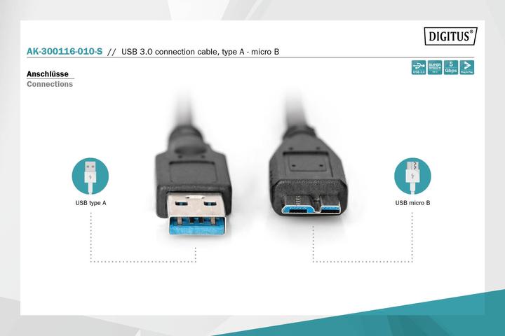 Actual product image Digitus USB A – USB micro B (1 m, USB 3.0)