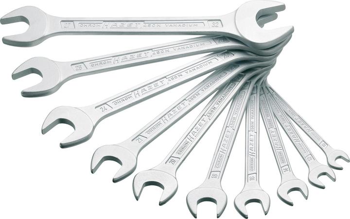 HAZET Serie di chiavi a forchetta doppia 450N/10 ∙ Profilo esagonale esterno ∙ 6 x 7 - 27 x 32 ∙ Nu…