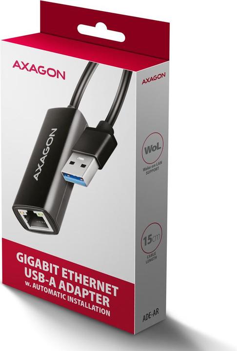 Image du produit Axagon ADE-AR, USB-A 3.2 Gen 1 - Gigabit Ethernet s????ov?? karta, Realtek 8153, auto-installation (USB 3.0, RJ45 Gigabit Ethernet (1x))