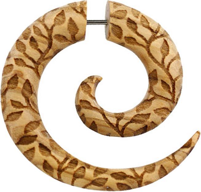 Actual product image Star Piercing Fake Spirale geschnitzt Blätter aus Olivenholz (without brass, Organic)
