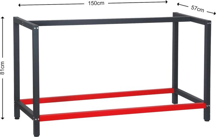 Produktbild Wiltec Werkbank Gestell 150x57x81cm Stahl Werkbankgestell Tischgestell Werktisch (57 cm, 150 cm)