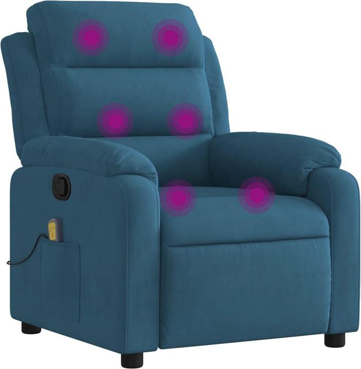 Actual product image VidaXL Massage armchair TV armchair Relax armchair Recliner armchair Blue velvet