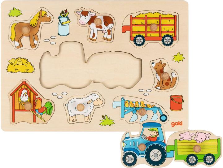 Goki Puzzle di trattori con rimorchi (9 pezzi)