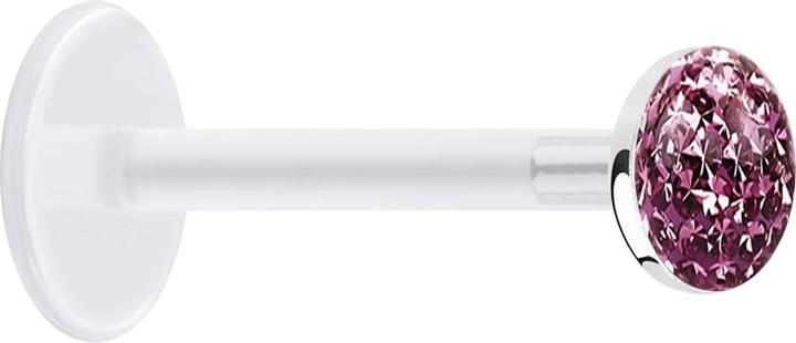 Produktbild Star Piercing Micro Labret transparent mit Kristallscheibe hellviolett Epoxy Schutzschicht (Bioflex, ohne Messing, 925 Sterlingsilber)