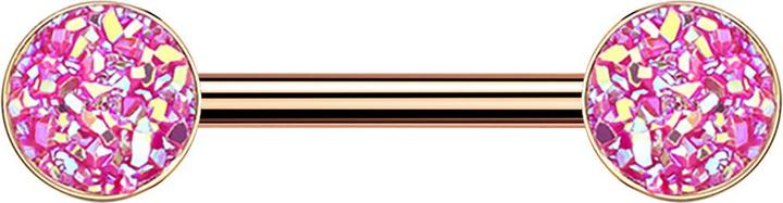 Immagine prodotto Star Piercing Barbell rosegold mit Druse Stein pink (Acciaio chirurgico 316L)