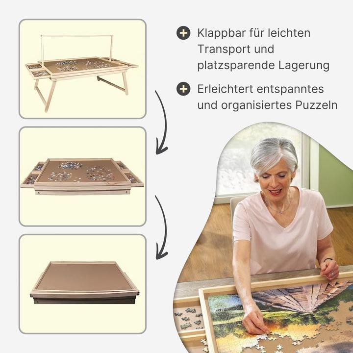 Image du produit Hermex Table puzzle avec barre de LED et tiroirs coulissants