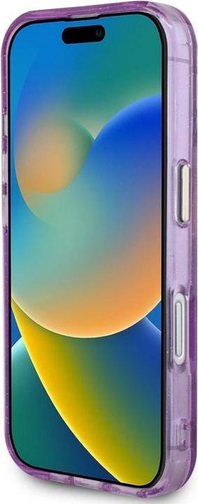 Immagine prodotto Guess Glitter Flowers Triangle Buttons MagSafe Case for iPhone 16 Purple (Apple iPhone 16)