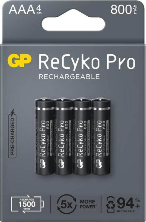 Produktbild GP Batteries GP Nab??jec?? bat. ReCyko Pro AAA (HR03) - 4ks (4 Stk., AAA, 800 mAh)