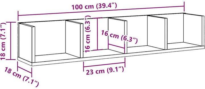 Immagine prodotto VidaXL CD-Wandregal -Optik (100 x 18 x 18 cm)