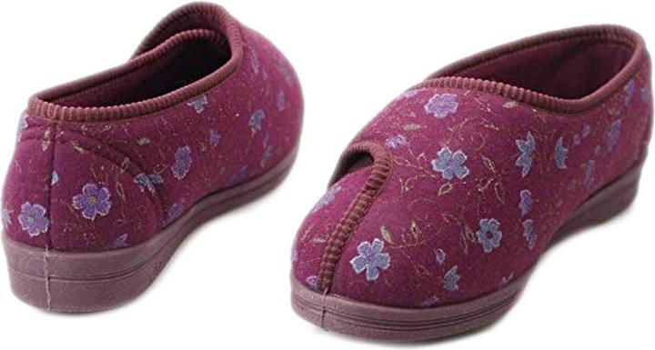 Produktbild Comfylux Davina Hausschuhe mit Klettverschluss und Blumenmuster extra weite Passform (38)